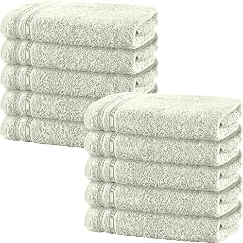 Erwin Müller Badetuch 10er-Pack Heidelberg 100% Baumwolle Creme Größe 100x150 cm - saugstark, gut trocknend, kompakt, leichte Qualität - ideal für Sport, Strand, Reisen