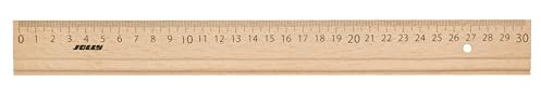 JOLLY Righello universale in legno, 30 cm, infrangibile, colore naturale, per scuola, calcolo, disegno, scrittura, robusto, classico, ideale per scuola