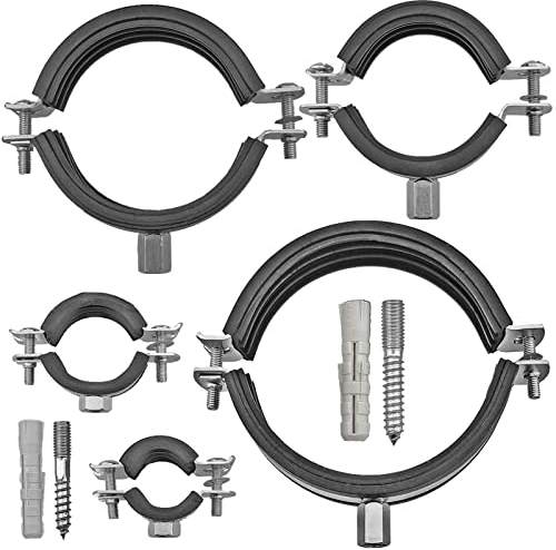 Qualitäts Rohrschellen aus Edelstahl | A2 | 12 bis 207mm | mit Schallschutz + Stockschraube + Dübel | Wunschgröße und Menge einfach auswählen >>> 3 Zoll = 87-92mm Durchmesser | 50 Stück