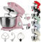 Arebos Robot Pâtissier Professionnel 1800W Retro | Rose | Faible Bruit | Robot de Cuisine Multifonction avec Fouet, Batteur, Crochet | Bol d'Acier Inoxydable 6 Litres | 6 Vitesses
