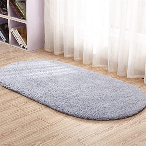 SK Studio Hochflor Shaggy Teppich Schlafzimmer Langflor Oval Modern Teppiche für Wohnzimmer, Esszimmer oder Kinderzimmer Grau, 80x160cm