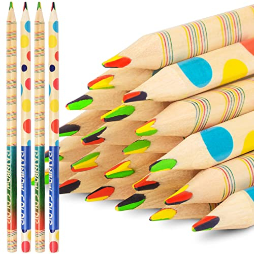 nsxsu 30 Stück Regenbogenstift für Kinder, 4 in 1 Farbstifte Regenbogen-Buntstifte, Mehrfarbiger Stift Spaßstifte für Kunst, Zeichnen, Färben, Skizzieren, Mitgebsel Kindergeburtstag, Kleine Geschenke