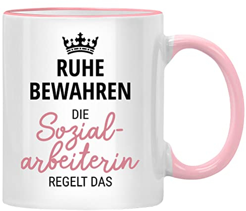 Seness Ruhe bewahren die Sozialarbeiterin regelt das Tasse Sozialarbeiter Geschenk, Geschenke für beste Kollegin, Sozialarbeit Sozialpädagogik Sozialpädagogin, Kaffeebecher, Kaffeetasse, Teetasse