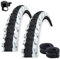 2 x Kenda K-829 MTB 24 Fahrradreifen Fahrradmantel Schwarz/Weiß 50-507 (24x1.95) + 2 passende Schläuche DV inkl. Fahrradklingel
