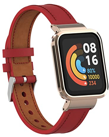 HYKEJJ Leder Armband für Xiaomi Mi Watch Lite/Redmi Watch Armband, Xiaomi Mi Watch Lite Blumen Lederband Ersatzband mit Edelstahl-Verschluss Kompatibel mit Xiaomi Mi Watch Lite/Redmi Watch (E)