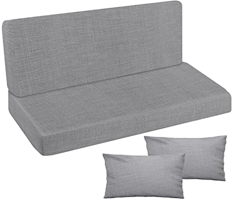 Ferocity Auflage für Hollywoodschaukel 120x50x50 Gartenbankauflage und 2 Kissen Palettenauflage Bankauflage Sitzkissen und Rückenkissen Polsterauflage Matratze Gartenpolster Glatt Flachs [133]