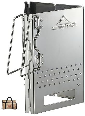 camping moon Holzkohle-Kaminanzünder, zusammenklappbar, klappbar, Grillkamin aus Edelstahl MT-17 (Dreieck Holzkohle-Kaminanzünder MT-17)