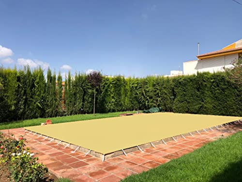 Cobertor o Lona para Piscina | 6 x 10m | con 15cm Extra por Cada Lado (6,3 x 10,3m) | Color Crema | Fácil de Instalar