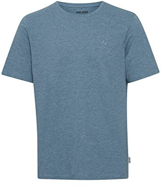Blend BHWilton Melange Tee Herren T-Shirt Kurzarm Shirt Rundhals-Ausschnitt kleine Bruststickerei hochwertige Baumwoll-Qualität, Größe:2XL, Farbe:Bluestone (184217)