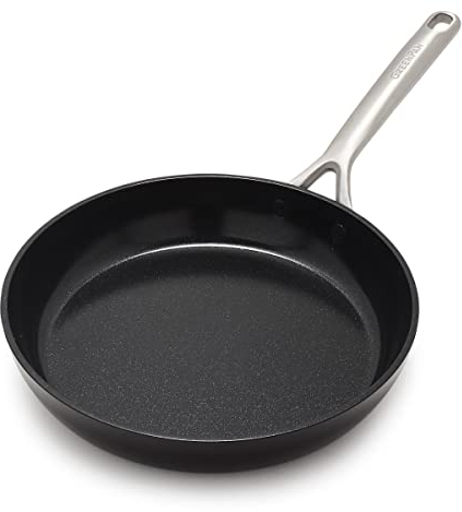 Greenpan GP5 Sartén antiadherente de cerámica avanzada anodizada dura y saludable, de 10 pulgadas, sin PFAS, inducción, apta para lavavajillas, horno y asador, color negro