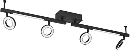 EGLO LED Deckenstrahler Cardillio 2, 4-flammige Deckenlampe mit schwenkbaren Spots, Deckenleuchte aus Kunststoff und Metall in schwarz, Deckenspot warmweiß