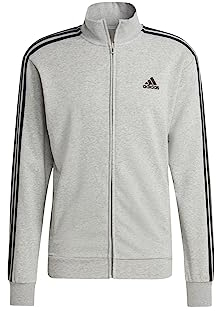 adidas Herren Basic 3-Stripes French Terry Track Suit, Medium Grey Heather/Black, M