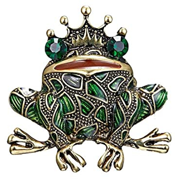 Broche La Reine Des Grenouilles - Strass Et émaillée - Animaux - Belle qualité de finition - Epingle - élégant - Cadeau d'anniversaire de Femmes Filles - Fournitures de Fête de Mariage - Noël