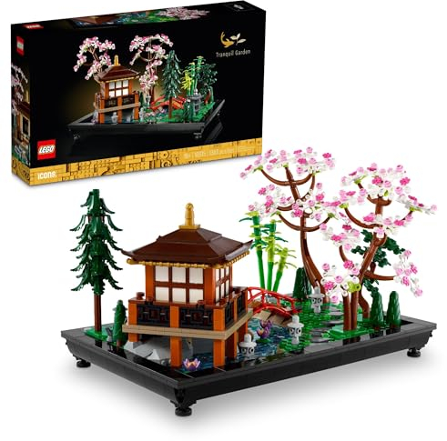 LEGO Icons Tranquil Garden 10315 Kreatives Bauset, eine Geschenkidee für erwachsene Fans japanischer Zen-Gärten und Meditation, bauen und präsentieren Sie dieses Heimdekor-Set für Zuhause oder Büro