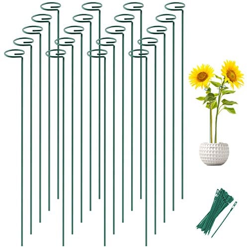 Joyhalo 20 Stück Pflanzenstützpfähle, 91,4 cm Pflanzenpfähle, Blumenpfähle mit 24 Bindebändern, Gartenstäbchen für Pflanzen, Rose, Pfingstrose, Gladiolen, Amaryllis, Sonnenblumen, Hortensien, Sämling