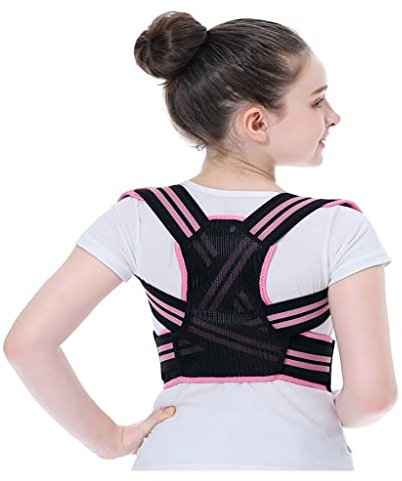 EXENXA Verstellbare Stützgurte für Schüler, unterer oberen Rücken, Glätteisen hilft, eine gute Haltung zu halten (Farbe: Rosa, Größe: Medium) (Rosa L)