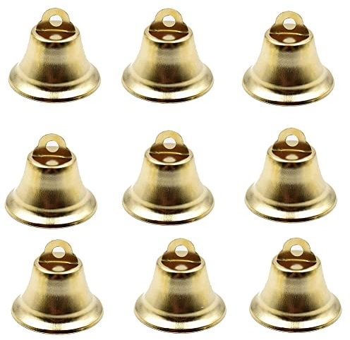 Yurosiay 50 Unidades de Campanas Doradas Campanas de Metal Pequeñas Campanas de Navidad Mini Colgantes Campanas Decoración para Manualidades Campanas de Viento Arbol de Navidad 16 x 10 mm