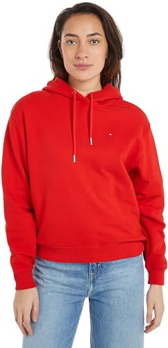 Tommy Hilfiger Damen Hoodie Flag On Chest mit Kapuze, Rot (Fierce Red), XXL