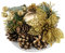 Adventsgesteck Künstlich,Weihnachtskranz mit Kerzenhalter,für Weihnachtsdeko Innen,mit Goldenen Durchbrochenen Blumen,ca.15cm,für Hengsong