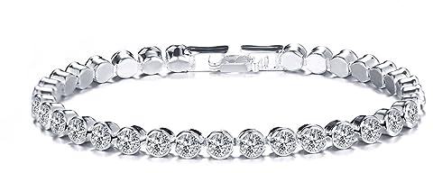 Cubahop Strass Infinity Tennis Armbänder Freundschaft Hand Zubehör Schmuck für Frauen und Mädchen (B-Silber)
