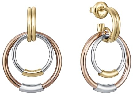 Viceroy Ohrringe Air Damen aus Edelstahl - Dreifarbige Ringe Gold, Silberfarben und Bronze - Modernes und Elegantes Design