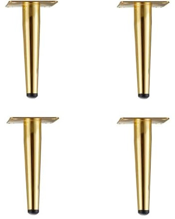WSZGRJDM 4 Stück Golden Metall Möbelfüße, Belastung Bis 800 KG Sofafüße, Eisen Konisch Möbelbeine Tischhalterung aus Schmiedeeisen/Sofa, Fuß für TV-Möbel, Kleiderschrank