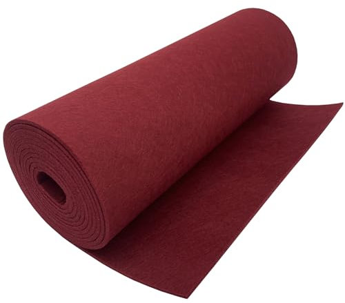 EDGEAM Filzstoff Filzrolle 30x250cm Bastelfilz Polyester Filz 3mm Dick für Filzunterlage Deko Filzmatte DIY Aufbewahrungstasche Patchwork Nähen Filz zum Basteln (Burgunderrot, 30cm x 250cm)