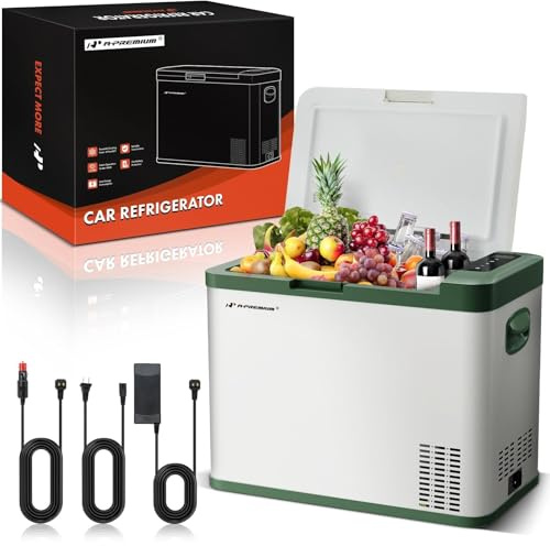 A-Premium 12 Volt Refrigerator 37QT/34.9L Portable Car Fridge Cooler, -4°F~68°F Portable Freezer Fast Cooling with 12/24V DC & 110/240V AC for Truck Outdoor Camping RV Roadtrips and Home Party Use
