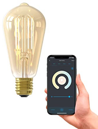 CALEX Smart LED Lampe, E27, ST64, Gold Filament, warmweißes Licht, dimmbar, WLAN App- & Sprachsteuerung, 2er Pack
