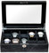 SYENS Uhrenbox für Herren, 10 Uhren, Organizer, Smartwatch-Display, schwarzes Holz mit weichem Wildleder innen, großes Glasfenster, Geschenk für Damen und Herren