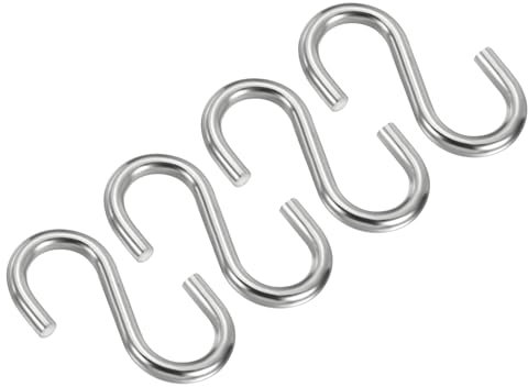 PATIKIL S Hooks, 4 Pack 2.6 Inch 304 Stainless Steel Multipurpose Hook for Hanging Hammock Stand Swing Plants Garage Workshop Utility Use, Silver Tone