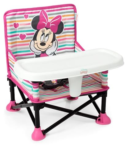 Bright Starts, Rehausseur Portable Disney Minnie Mouse Pop 'N Sit, Utilisation Intérieur/Extérieur avec Tablette pour Repas, 6 Mois à 3 Ans