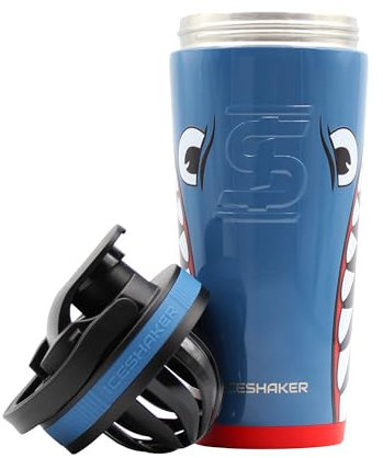 IS ICESHAKER Ice Shaker 26oz Insulated Protein Shaker Bottle, WWII Warhawk Blue Bomber, Insulated Gym Water Bottle, As Seen on Shark Tank, Blue Bomber