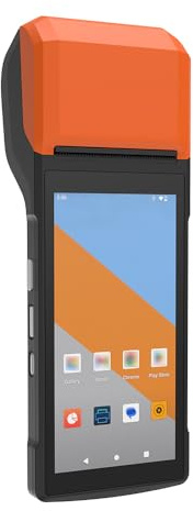 docooler Intelligenter tragbarer PDA-Belegdrucker, hochauflösender Bildschirm, drahtlose Konnektivität, integrierter POS-Belegdrucker, Barcode-Scanner, Orange