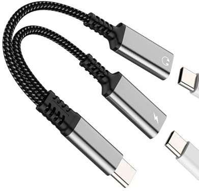 Adaptador Auriculares USB C Jack Divisor Cable Aux Audio y Carga para iPhone16 15Pro para Apple compatible con Samsung S22 S23 Doble Tipo C Auriculares Splitter Cargador Accesorios Headphone Adapter