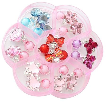 PHENOFICE 7 Paar Bunte Ohrclips Für Mädchen Ohrclip Dekoration Kinderfreundliche Materialien Mit Aufbewahrungsbox Für Verkleidungspartys Und Geschenke