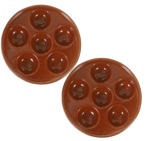 OFFSCH 2st Schneckenplatte Backen Hersteller Schneckenpfannen Schnecken-kochgericht Wachteleier Pfannen Serviertablett Rund Küchengerät Mikrowellentablett Haushaltsgeräte Keramik Brown