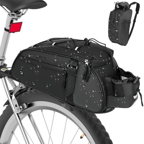 Aceshop Bike Rear Rack Bag, 8L Waterproof Bicycle Trunk Bag Cycle Pannier Pouch Cycle Saddle Storage Cycling Rear Seat Storage Multifunctional Rack Bicycle Pouch with Reflective Strip for Cycling