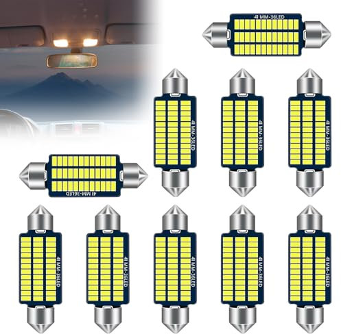 Baxcdyswe 10 Stück Innenraumbeleuchtung Auto, Innenraumbeleuchtung Birne Auto, mit 36 Lampenperlen, Plug and Play Auto Innenraum Leselampe Quelle, Weiße Licht