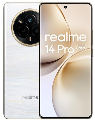 realme 14Pro 5G Smartphone 8+256 GB Teléfono Móvil, Procesador Dimensity 7300, Batería 5280mAh Carga Rápida de 45W,120Hz 6.77 OLED Pantalla, Cámara Triple de 50MP OIS, Blanco