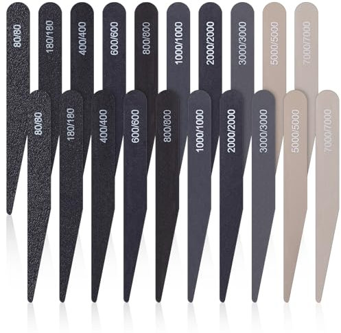 Honoson 20 Stück Schleifstäbe für Kunststoff Modelle Polieren Sortiert Metall und Holz Polierstäbe Modellbau Werkzeug Mini Finger Schleifer(Niedrige Körnung,Stilvoller Stil)(186)