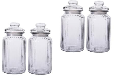 Warmhm 2sets Jam Storage Bottles Glass Storage Jars Large Jars Clip Top Kitchen Grain Holder 2pcs*2