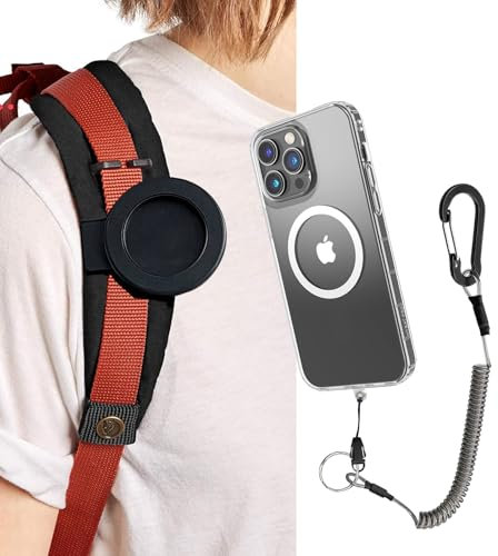 Magnetclip für Handys am Rucksackgurt, Magnetischer Handyhalter für Schultergurt, Handygurt-Befestigungsklemme – Geeignet für Wandern/Klettern/Reisen/Outdoor.