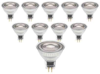LEDVANCE 10x LED Spot Reflektor, GU5.3 MR16, 4000K Kaltweiß, 6,8W, 621 Lumen, Dimmbar, 36° Abstrahlwinkel, CRI 90+, 12V, 50W Ersatz, 10er SPARPACK