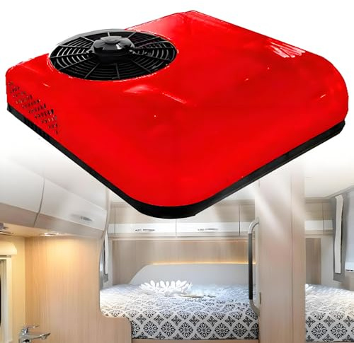 12V/24V RV Air Conditioner, Truck/Car Electric Roof AC, Light & Portable, Cooling Only,12V-Red