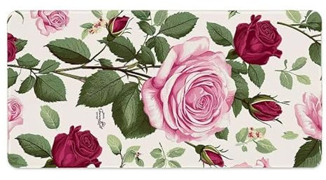 Gaming Mouse Pad, Mouse Mat XXL Extended Large Desk Pad 1200 x 600 mm - Waterproof Gaming Mousepad, for Home Office Desks Computer Keyboard Laptop Protector Decoration Accessories (Rose Flower) d-735