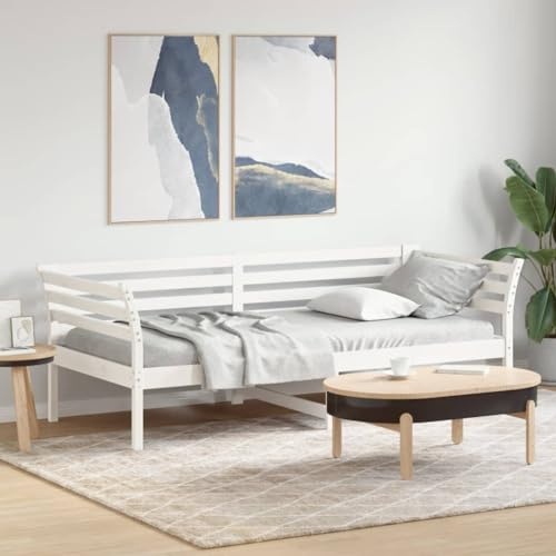 Frdhee Schlafsofa Futonbett, Tagesbett ohne Matratze Weiß 100x200 cm Massivholz Kiefer, Industrie-Stil, Einfache Montage