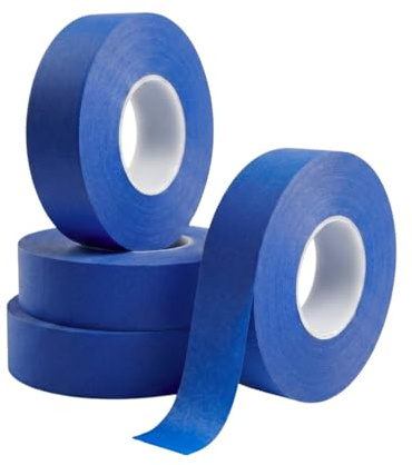 Teepull 4 Rolls Blue Masking Tape, 24mm x 50m, UV-Resistant Painting Tape | Painters & Decorators Tape, Medium-High Adhesion for Painting Walls, Renovations, DIY Crafts, Packaging, Indoor Work & More