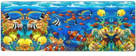 BLWSLC Große Schreibtischunterlage, Motiv: Ozean, tropische Fische, Koralle, Unterwasserwelt, bedruckte Tastaturunterlage mit Gummiunterseite, geeignet für den Bürogebrauch