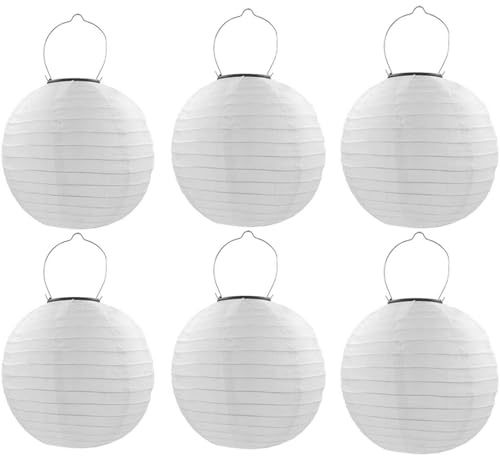 Qedertek Solar Lampions 6 Stück 20cm Solar LED Laterne Wasserdicht Nylon Hängende Gartenlaterne Beleuchtung für Garten, Hof, Terrasse, Hochzeit, Fest Deko (Warmweiß)